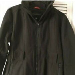 London Fog Women's Black Zippered Coat w/ Zippered Pockets, Detachable Hood